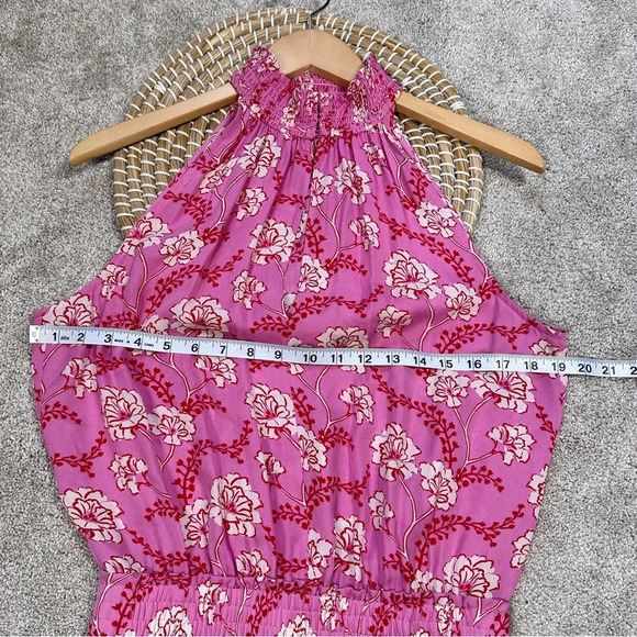 A.L.C 100% Silk Cody Floral Print Asymmetrical Halter Neck Midi Dress Pink 8 - Picture 14 of 14
